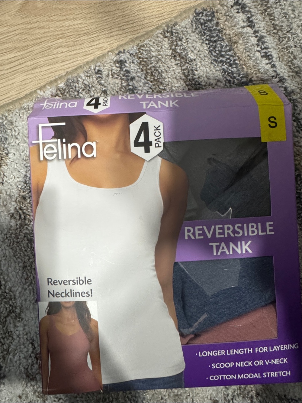 Felina Reversible Tank 4-Pack - White, Navy, Dusty Pink, Heather Gray